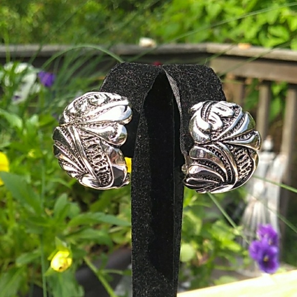 1940s LUCIEN PICCARD SUPER RARE Silver Hoops wPat# - Picture 2 of 8